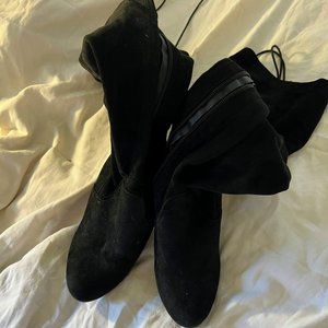 Black lace up thigh high 4 in heels